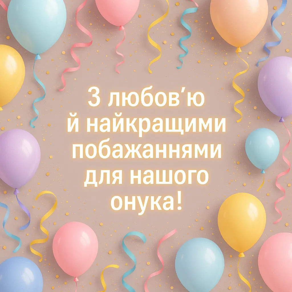 Привітання внука від бабусі і дідуся Привітання внука від бабусі і дідуся