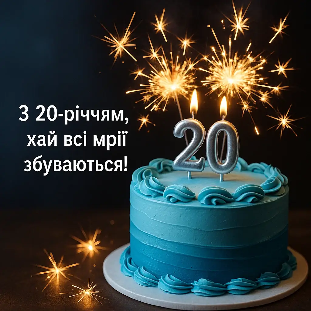 Привітання хлопця з 20-річчям Привітання хлопця з 20-річчям