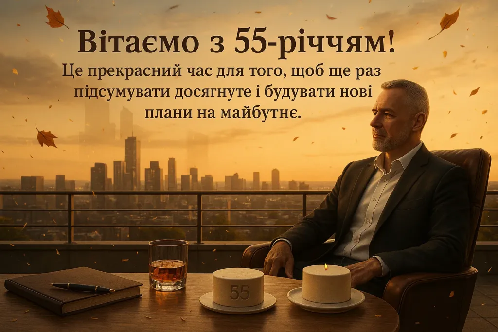 Привітання з 55 річчям чоловіку Привітання з 55 річчям чоловіку