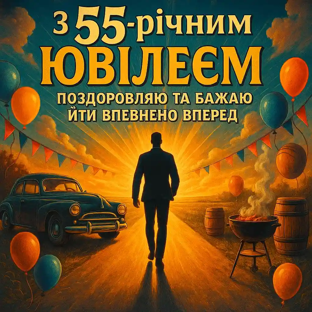 Привітання з 55 річчям чоловіку Привітання з 55 річчям чоловіку