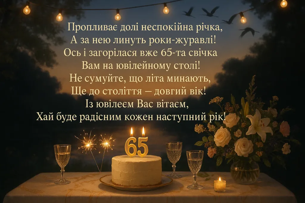 Привітання з 65-річчям жінці у віршах