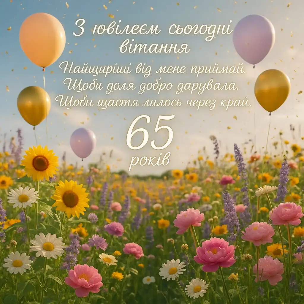 Привітання з 65-річчям жінці у віршах
