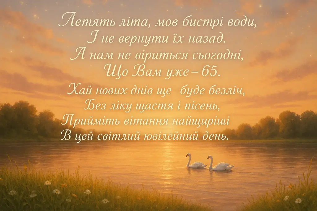 Привітання з 65-річчям жінці у віршах