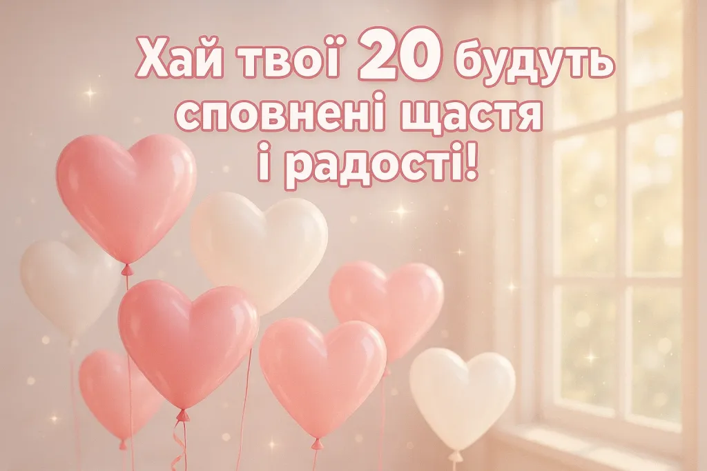 Привітання з 20-річчям для дівчини