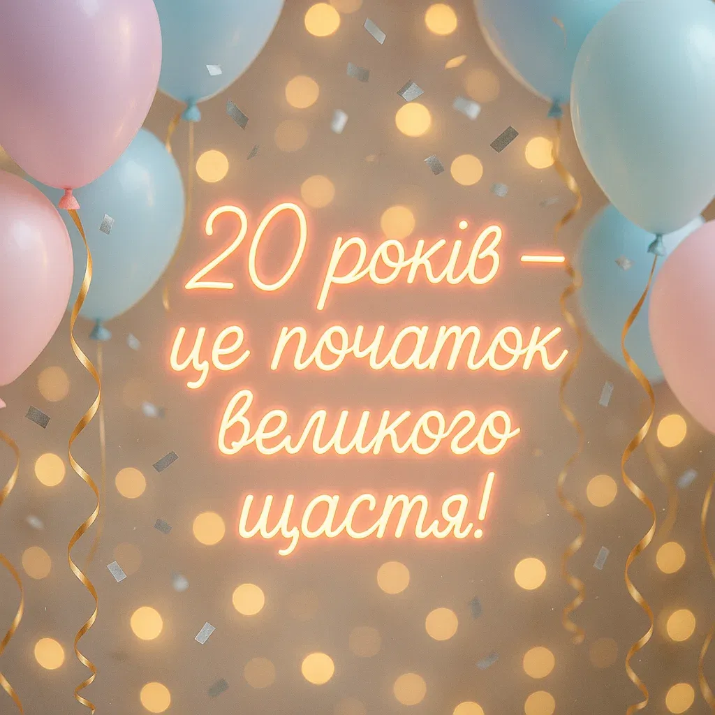 Привітання з 20-річчям для дівчини