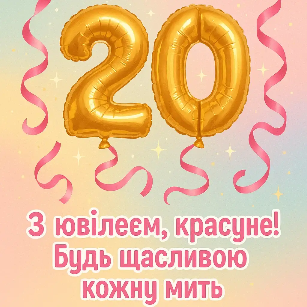 Привітання з 20-річчям для дівчини