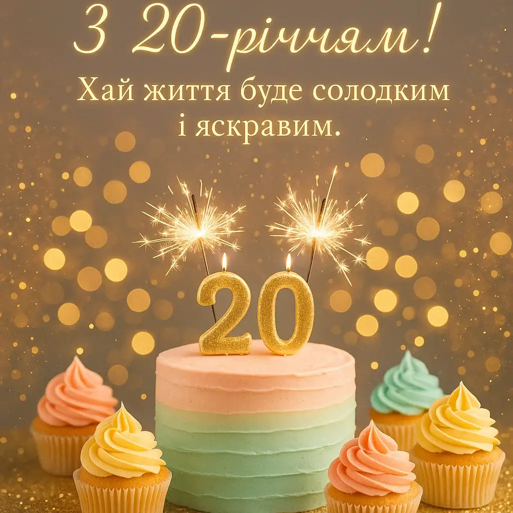 Привітання з 20-річчям для дівчини