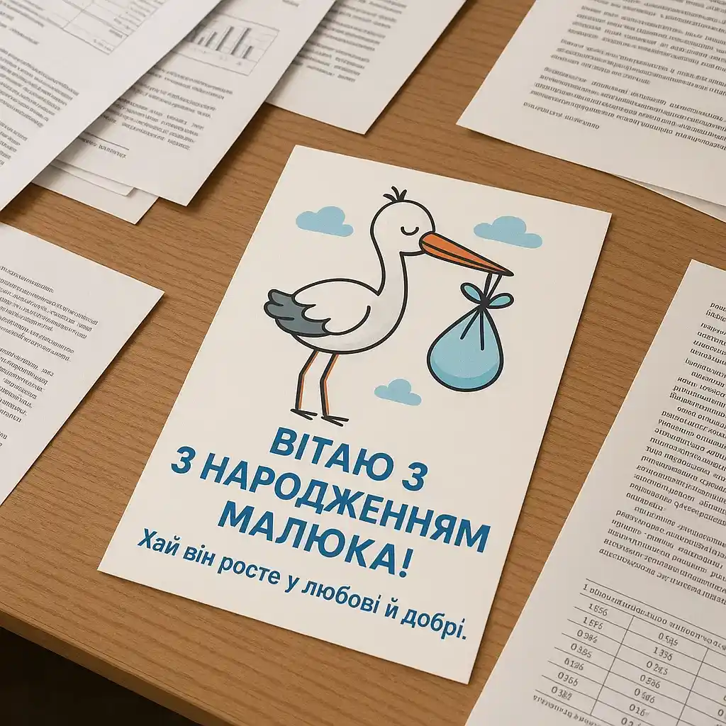 Привітання колеги чоловіка з народженням дитини