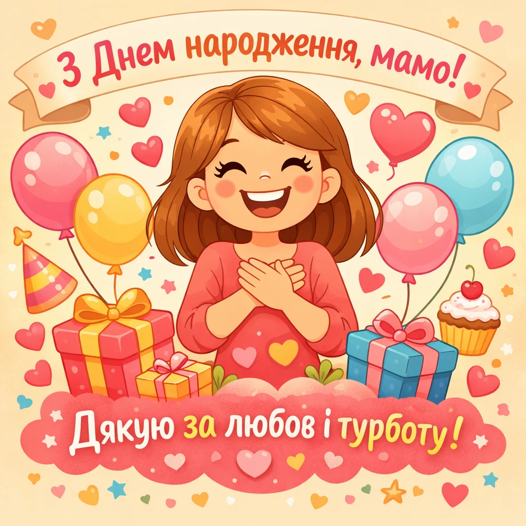 Привітання з днем народження мамі