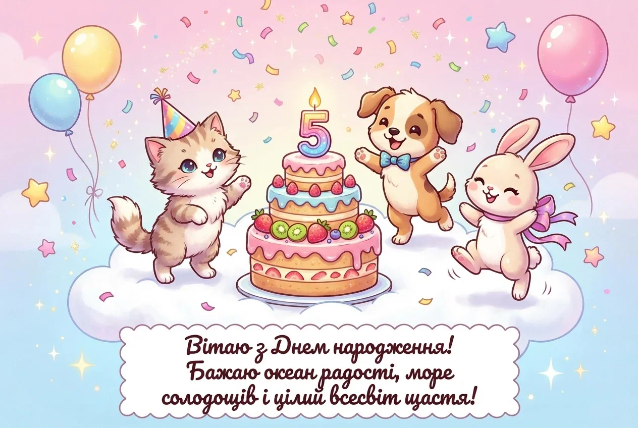 листівка з днем народження дівчинці 5 років листівка з днем народження дівчинці 5 років