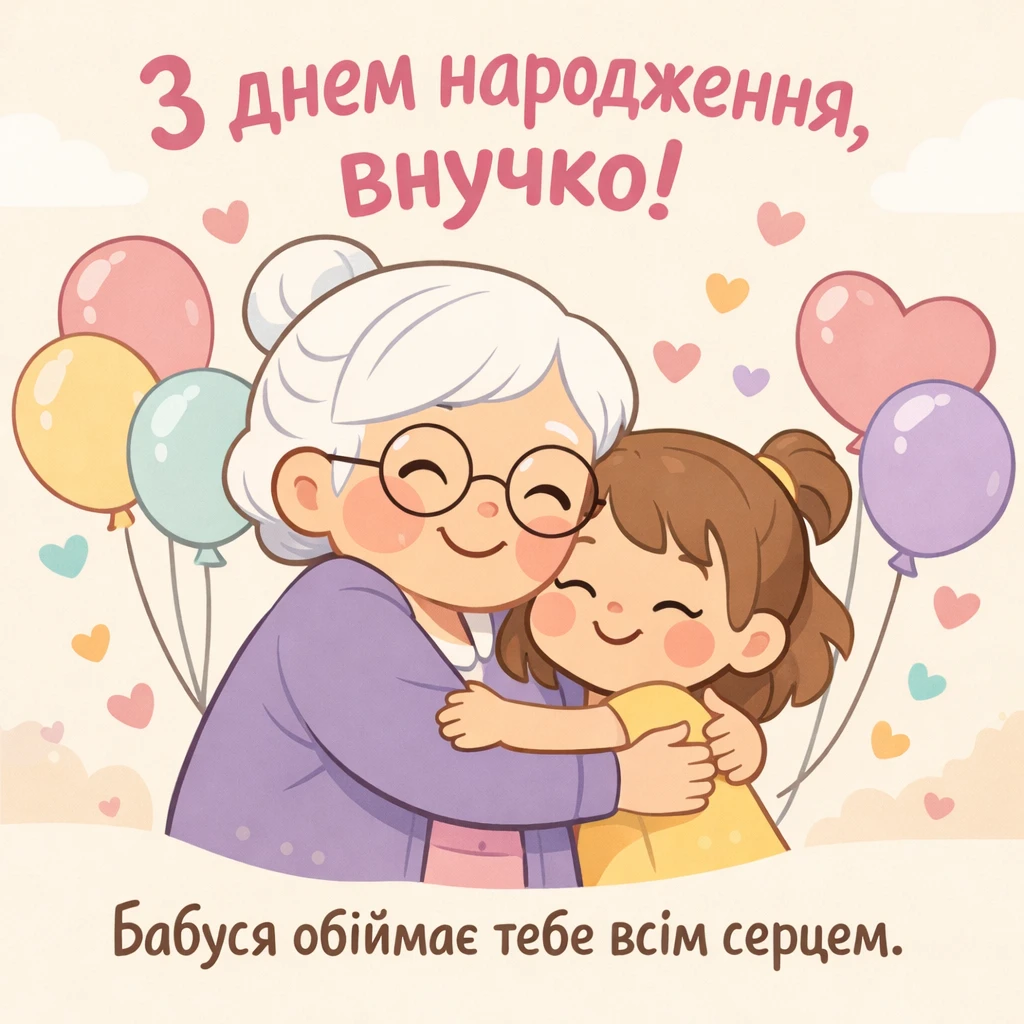 Привітання з днем народження для внучки від бабусі
