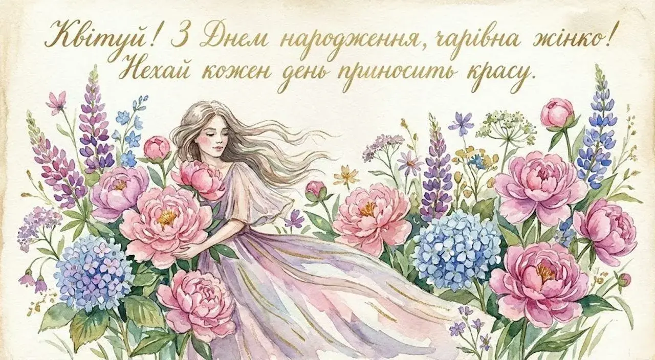 Привітання з днем народження для жінки українською мовою