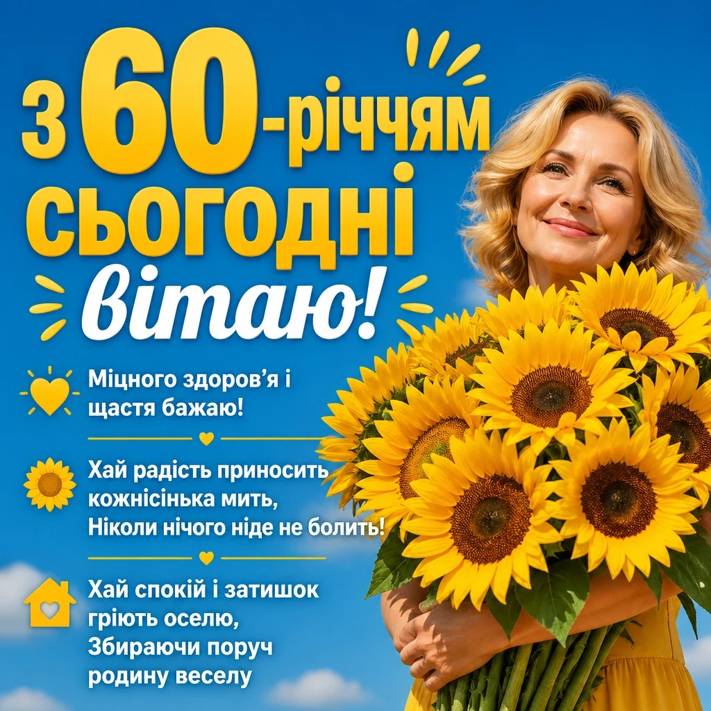 привітання з 60-річчям жінці