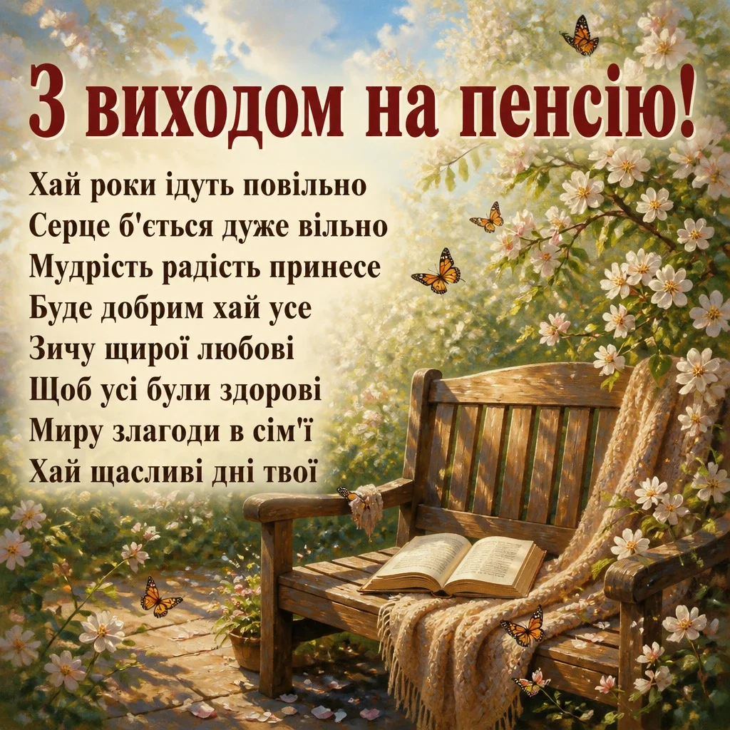 привітання з виходом на пенсію у віршах