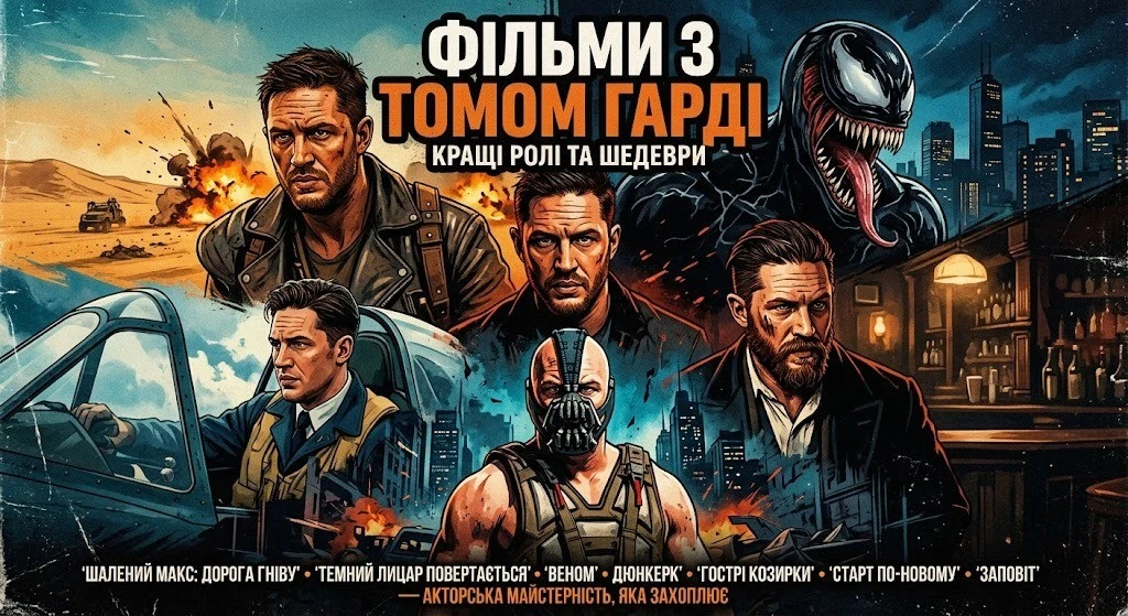 Повний перелік фільмів Тома Гарді з описами